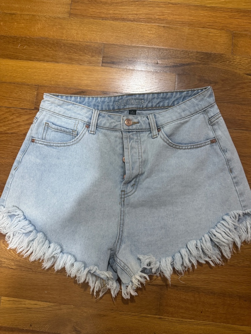 Wild Fable Light Blue Frayed Hem Denim Shorts 8